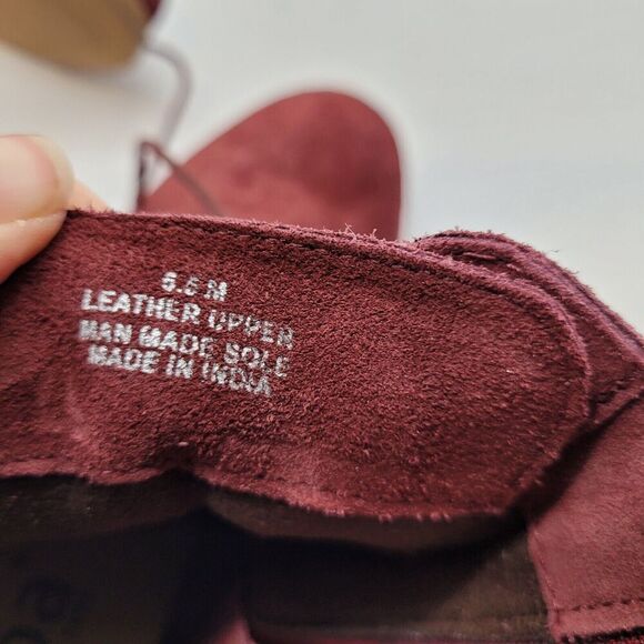 New DIBA Womens boot Size 6.5 burgundy red Suede leather wedge heel lace up - Picture 9 of 10